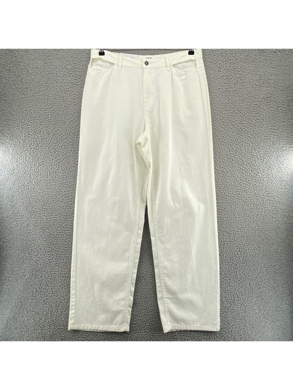 Future Collective Jeans Women 12 Alani Noelle Ivory Cut Out Straight MidRise NWT